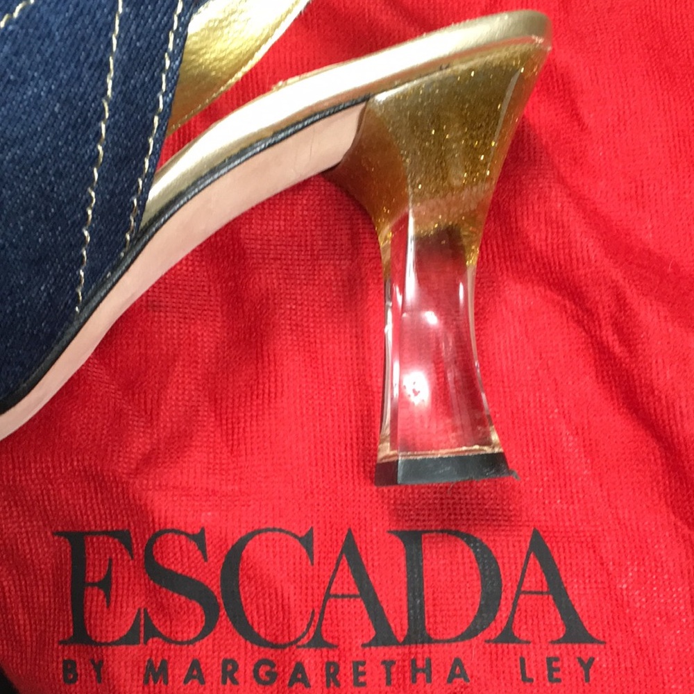 NWB ESCADA Denim Gold Heels Wowsa!!! - Picture 11 of 15